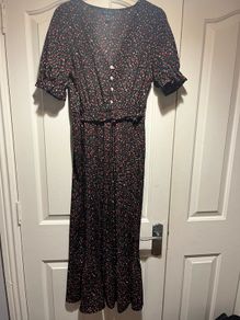 Brand new Newlook black and floral pleated dress