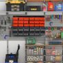 Wall Mounted Storage Bin Rack Tool Organizer with 30 Bins, Pegboard for Garage Workshops Red Image 2