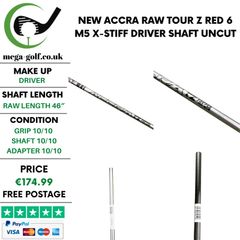 New Accra Raw TZ RPG 352 M3 Regular Driver Shaft / Uncut