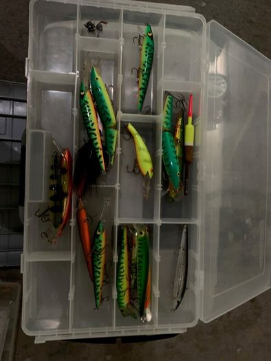 Large Fishing Tackle Box Fully Loaded Over 60 Lures, Trays, Line and Terminal Tackle