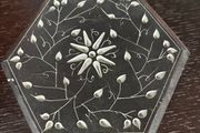 hand-carved soapstone jewelry box, likely originating from India