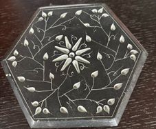 hand-carved soapstone jewelry box, likely originating from India
