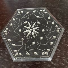 hand-carved soapstone jewelry box, likely originating from India
