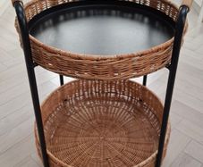 IKEA LUBBAN Trolley table with storage, rattan/anthracite