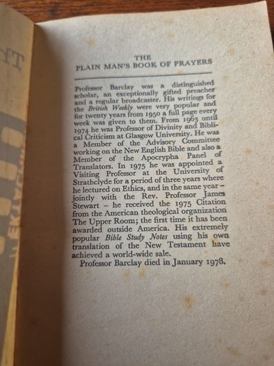 Vintage 1974 The Plain Man's Book of Prayers William Barclay. Religious