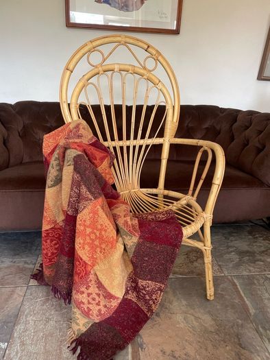 Vintage Franco Albini Style Cane and Bamboo Wicker Chair Mid Century Modern Boho