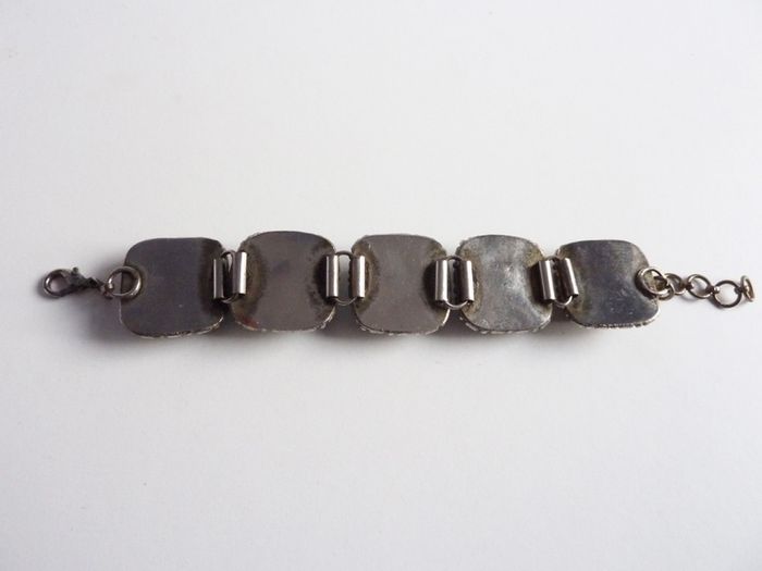 Vintage Scottish agate white metal bracelet
