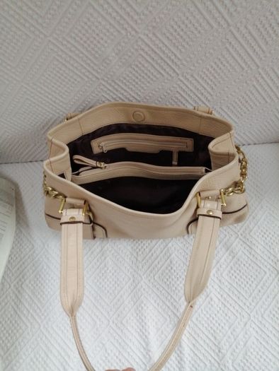 Kenneth Cole Cream Leather Leather Bag
