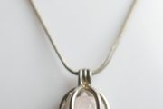 Vintage Rose Quartz Sterling Silver 925 Cage Necklace, "Love Stone" Pendant length 20" - 6,8g