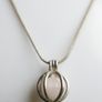 Vintage Rose Quartz Sterling Silver 925 Cage Necklace, "Love Stone" Pendant length 20" - 6,8g Image 6