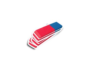 Blue and Red Rubber Eraser Illustrated Glossy Stickers 3-Pack