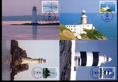 1997 Ireland Lighthouse (The Baily, Tabert, Hook Head & The Fastnet) Stamp Maximum Cards First Day of Issue Cancel with matching stamp.
