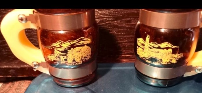 Vintage Amber Glass Irish Salt And Pepper Shakers