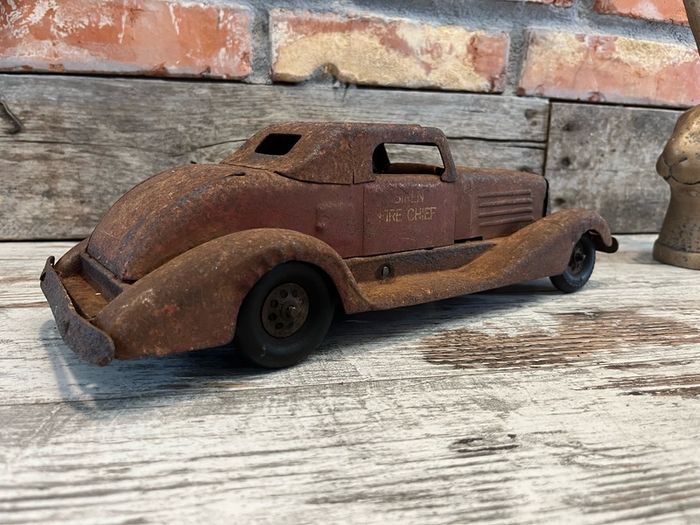 vintage Fire Chief Toy Car 38 cm