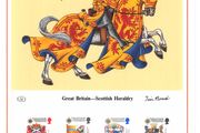 1987 Great Britain Limited Edition Lithographed Print measuring 333mm X 257mm showing The 300th Anniversary of the Revival of the Order of Thistle Commemorative stamps with First Day of Issue Cancel