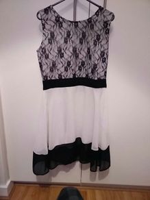 Pink Brand Black Lace and White Dress