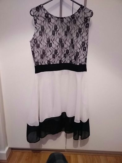 Pink Brand Black Lace and White Dress