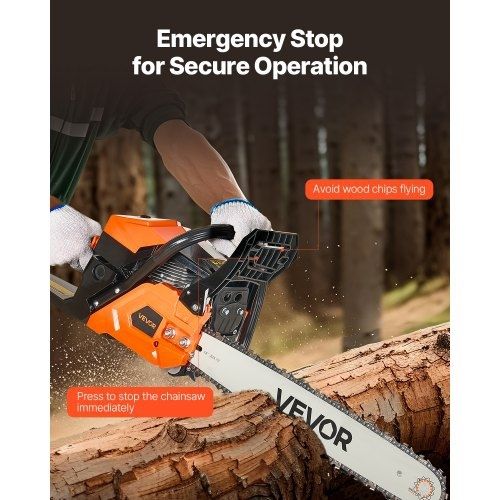 52 cc Gas Chainsaw, 18 inch Gas Powered Chainsaw, 2.4 HP Power Chain Saw with Non-Slip Handle, Gas-Powered Chainsaws with Dual Fuel Tanks, For Wood Cutting, Tree Trimming, and Land Clearing