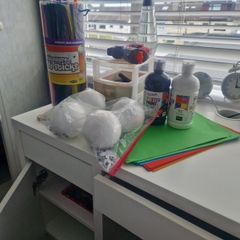 poster paints, pipe cleaners...