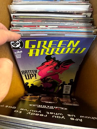DC, Marvel Long Comic Box w 290 comics for Sale