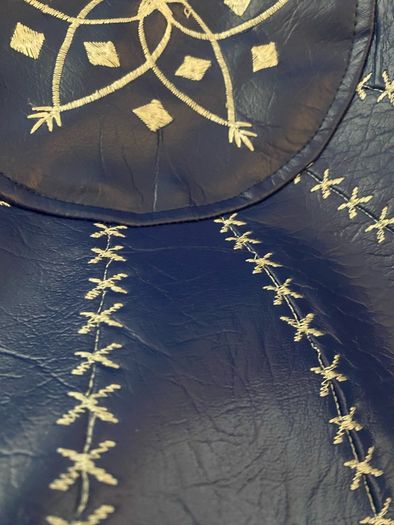 Navy, leather footer