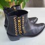 ALEXANDER McQueen Ladies black pointed gold braided chain ankle boots Sz 41 - Fit 8 - 8.5UK - Rrp 943 (New) Image 5