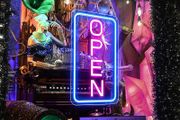 LED Neon Open Sign with ON/OFF Switch Adapter, Ultra Bright and Eye-catching Electric Light Up Sign for Bar, Salon, Shop, Blue/Pink, Vertical (FREE SHIPPING)