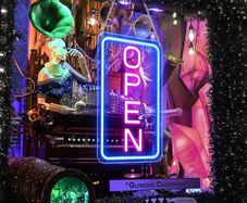 LED Neon Open Sign with ON/OFF Switch Adapter, Ultra Bright and Eye-catching Electric Light Up Sign for Bar, Salon, Shop, Blue/Pink, Vertical (FREE SHIPPING)