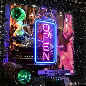 LED Neon Open Sign with ON/OFF Switch Adapter, Ultra Bright and Eye-catching Electric Light Up Sign for Bar, Salon, Shop, Blue/Pink, Vertical (FREE SHIPPING)