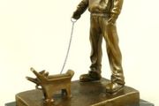 Banksy Inspired "Dog Walker" - Bronze, Marble,Signed