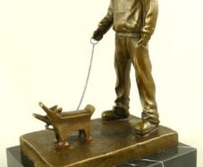 Banksy Inspired "Dog Walker" - Bronze, Marble,Signed