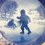 Royal Copenhagen 1965 Christmas wall plate "Little Skaters" designed by Kai Lange  diameter 18.5cm Image 4