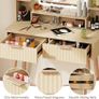 Dressing Table with Mirror and Lights, 3 Color Modes & Adjustable Brightness Modern Makeup Desk, Fluted Vanity Desk with 2 Drawers and 5 Storage Shelves, Bedroom Small Vanity Table Image 5