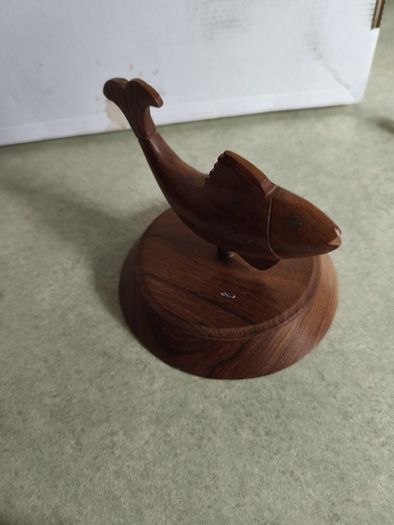 Wooden Fish on wood plinth home decore