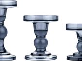 Glass Candle Holders, 3 Pieces Crystal Clear Candlesticks With Elegant Design for Pillar Taper Candle and Tea light, Home Table Living Room Wedding Party Decorations Home Decor - Smoky Blue
