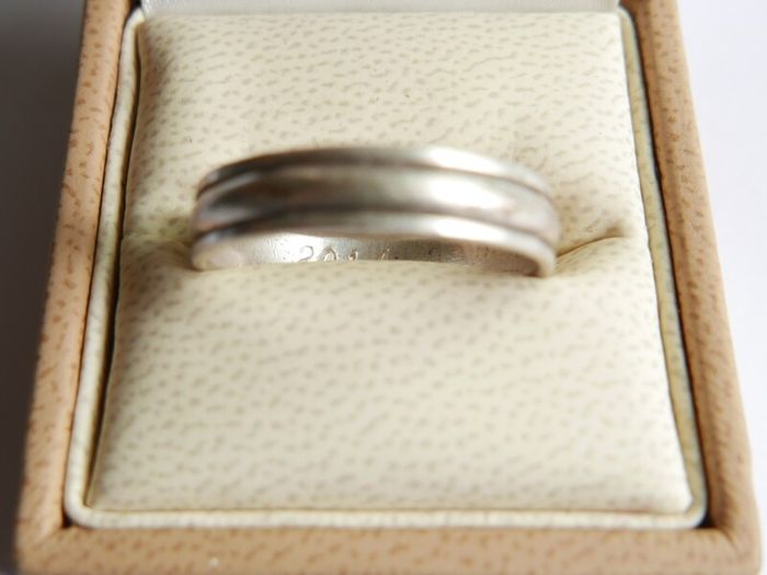 Vintage 925 Sterling Silver Band Men's Ring with Engraving size W - 4,6g