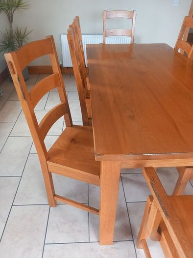 Kitchen 1.8 metre dining oak table (8 chairs)