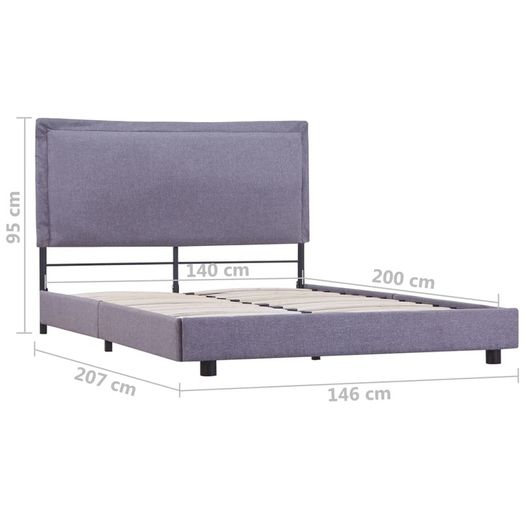Bed Frame Light Grey Fabric 135x190 cm