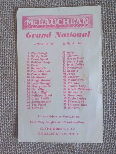 Rare Vintage Grand National Racing Slip