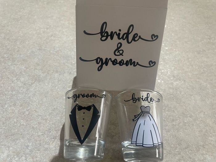Bride & groom shot glasses