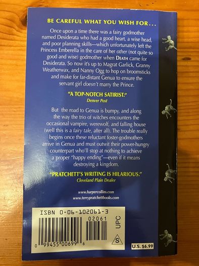 Fantasy book:'Witches Abroad' by Terry Pratchett
