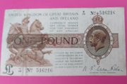 English 1919 One Pound Banknote Very Fine Condition