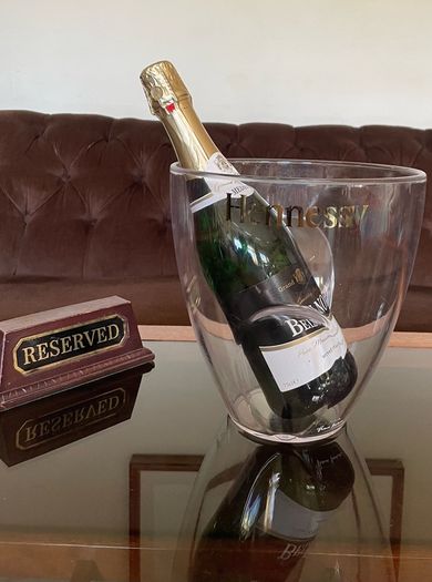 Large Designer Hennessy Transparent Durable Ice Bucket with Gilt Script