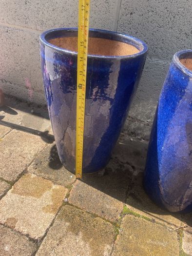 Blue ceramic tall pots