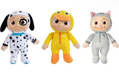 CoComelon JJ Duckie, Kitty & Puppy Plush Stuffed Animal Toys 3 Pack - 8" Plush Soft Toy Set