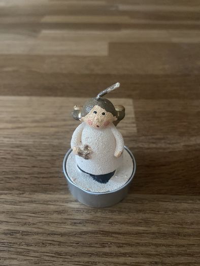 Glass Snowflake t-light holder with Angel t-light Christmas
