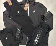 ASICS Tracksuit full 4 piece: Tracksuit Tshirt & Shorts Black M