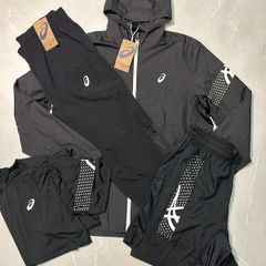 ASICS Tracksuit full 4 piece: Tracksuit Tshirt & Shorts Black M