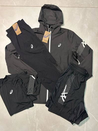 ASICS Tracksuit full 4 piece: Tracksuit Tshirt & Shorts Black M