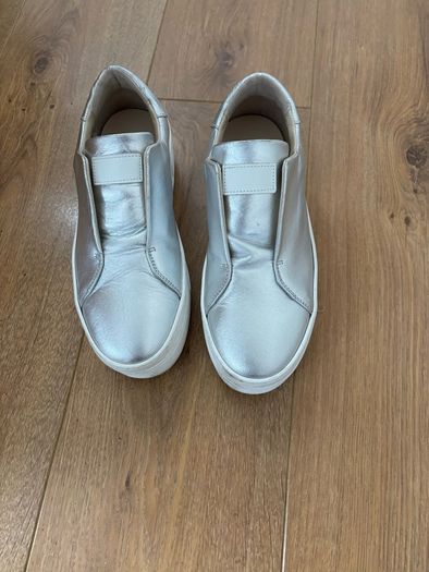 Mint Velvet Silver Platform Trainers Size 5